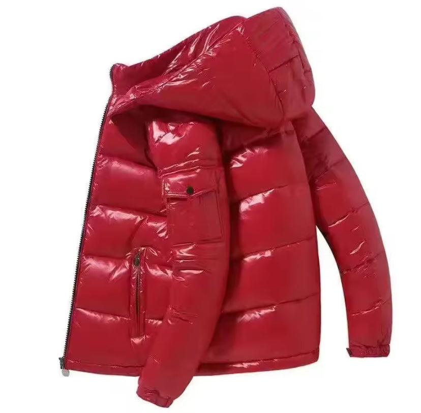 Red men's bubble puffer jacket