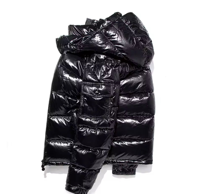 Black men's bubble puffer jacket