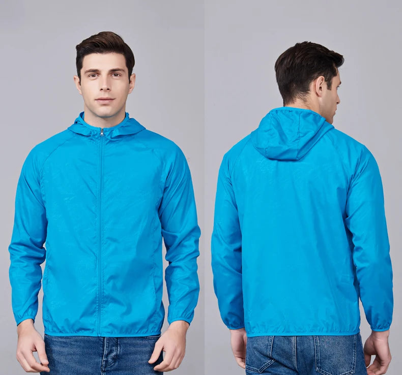 Sky Blue Waterproof anti sweat Windbreaker Jacket