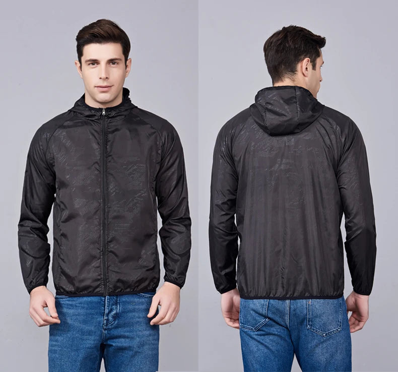 Black Waterproof anti sweat Windbreaker Jacket