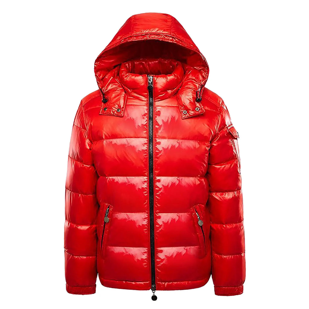 Red men's bubble puffer jacket