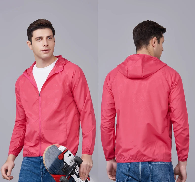 Rose Red Waterproof anti sweat Windbreaker Jacket