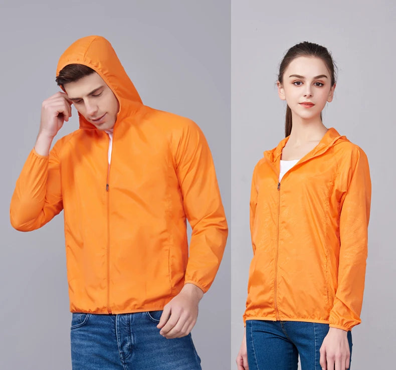 Orange Waterproof anti sweat Windbreaker Jacket